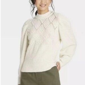 a new day Cream Turtleneck Sweater